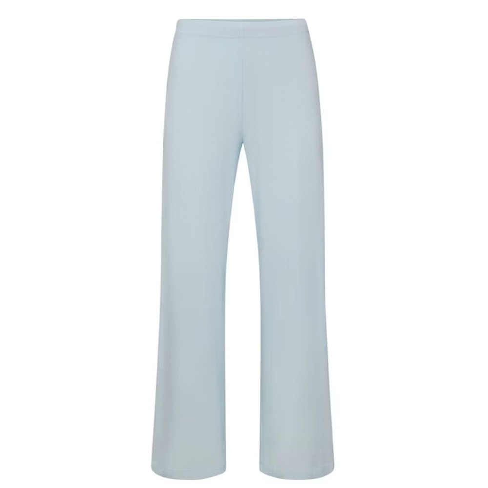 Skims Soft Lounge Long Pants XS Light Blue Ribbed Knit High Waisted Wide Leg - Picture 2 of 2